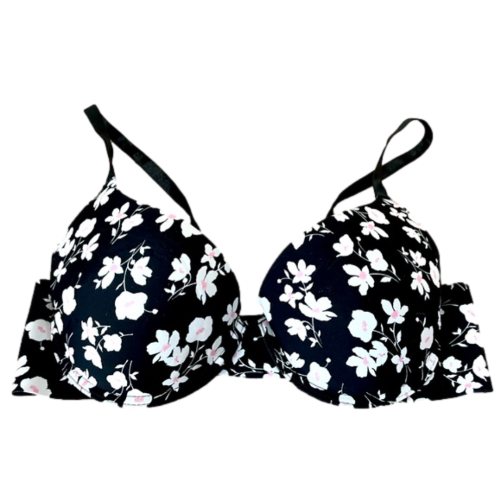 LAURA ASHLEY Black & White Floral Bra. Size 36C
